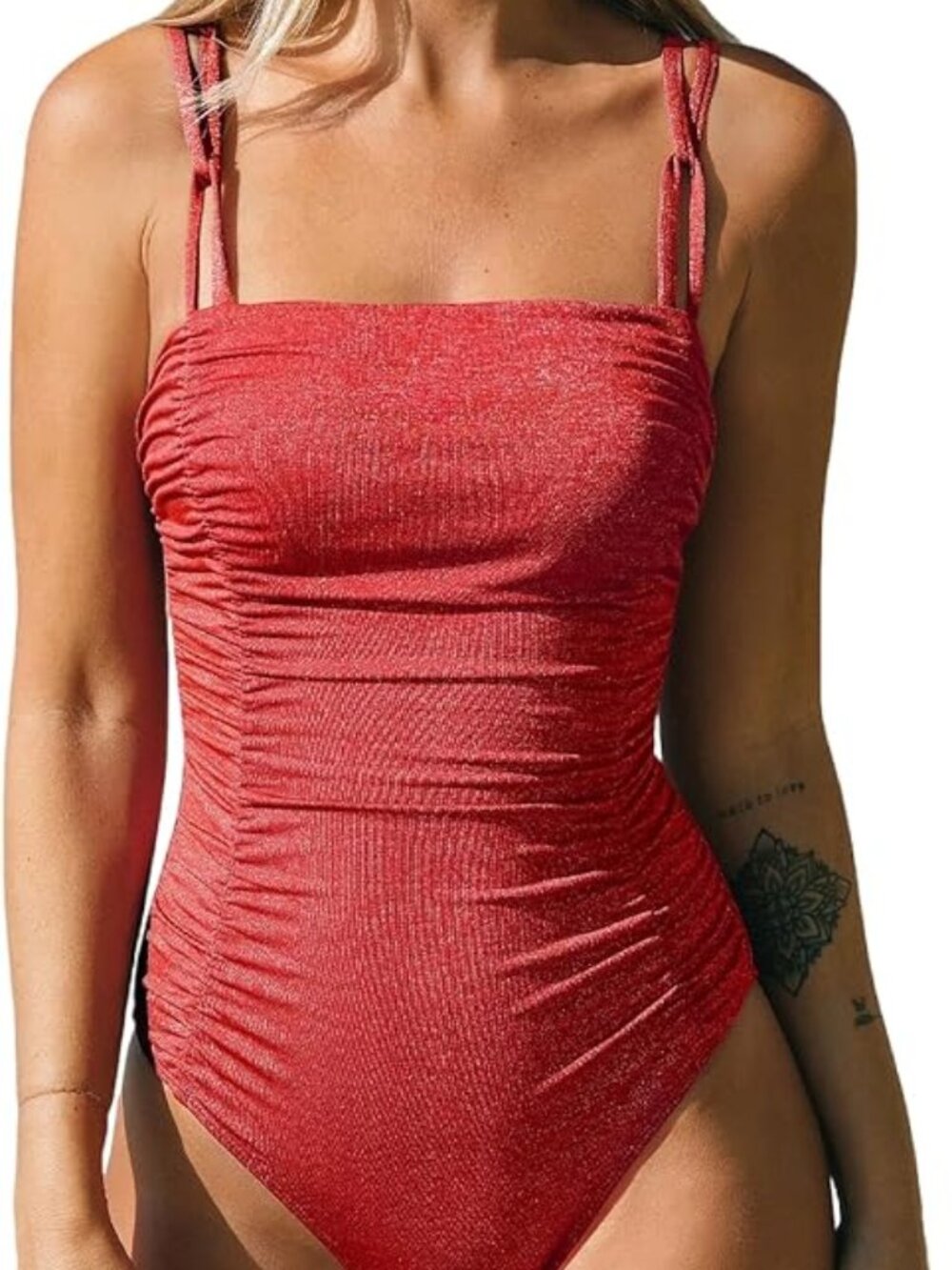 NWT CUPSHE Women's One Piece Swimsuit Square Neck Sparkly Bathing Suit Size XL